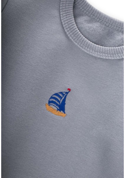 Yelken Nakışlı Sweatshirt Takım 0-2 Yaş Mint Yeşil modelleri