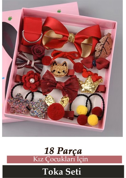 Kızlar Için Sevimli Toka Seti Saç Aksesuarı Saç Tokası 18 Parça Hediyelik