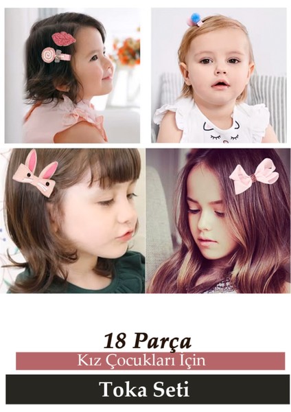 Kızlar Için Sevimli Toka Seti Saç Aksesuarı Saç Tokası 18 Parça Hediyelik modelleri