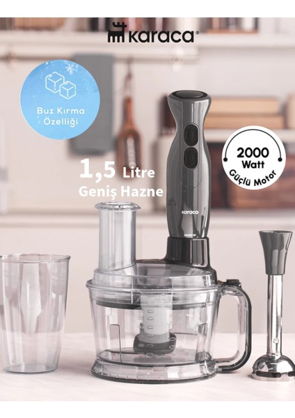 PRO-2000W Turbo Doğrayıcı, Dilimleme Rondo, Blender - Ikili Çelik Mikser, Buz Kırıcı Mutfak Robotu+ Hassas Mutfak Tartısı fiyatları