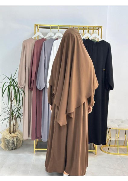 Ferace & Abaya Sufle Takım ,yandan Robalı Elbise .hac ve Umre Için Uygundur Kahve Rengi indirimleri