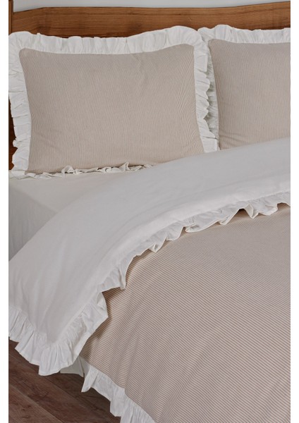 %100 Pamuk Çift Kişilik Nevresim Seti Fırfırlı Ipliği Boyalı modelleri