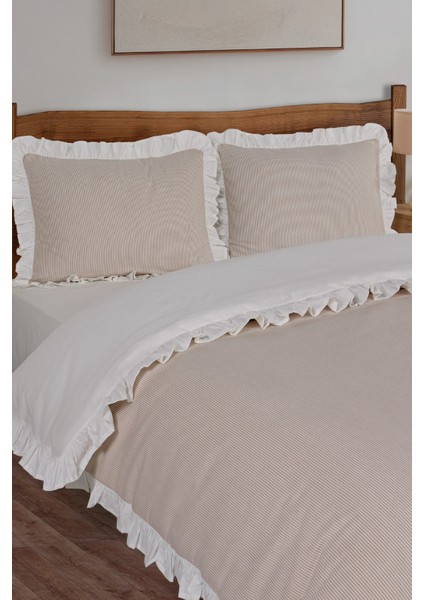 %100 Pamuk Çift Kişilik Nevresim Seti Fırfırlı Ipliği Boyalı fırsatları