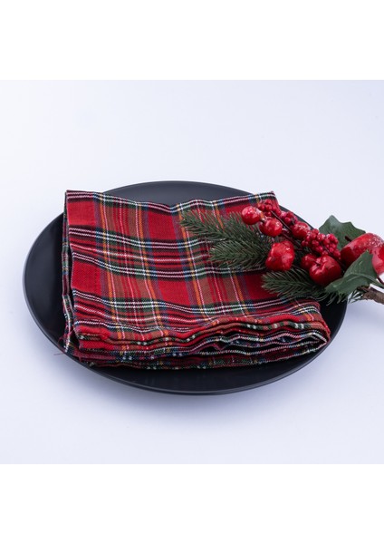 Yılbaşı Kırmızı Ekose Peçete, 40X40 cm 4 Adet fiyatları