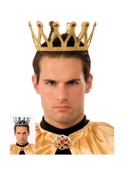 Altın Renk Çocuk ve Yetişkin Uyumlu Kral Tacı
