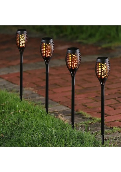 2 Adet Alev Efektli Solar LED Güneş Enerjili Bahçe Lambası Aydınlatması Armatür 50 cm modelleri