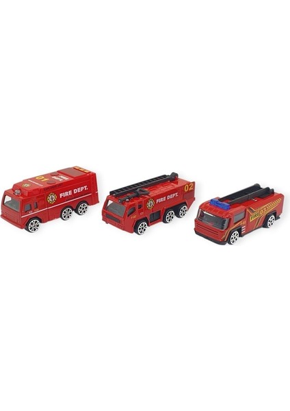 3'lü Iş Makinaları Road Seti - Die Cast - DS044 - Itfaiye (Lisinya)