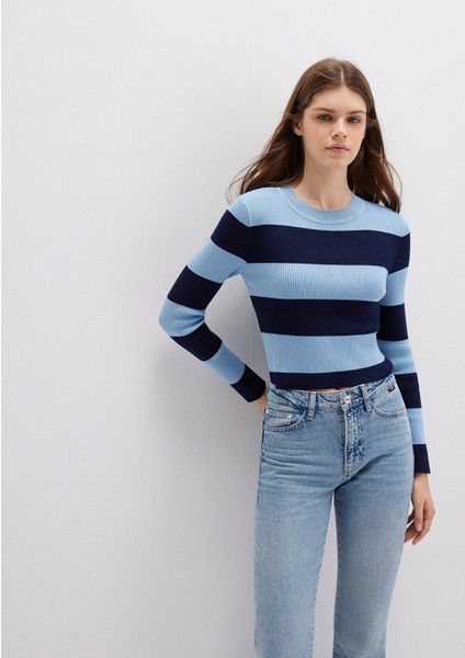 Blok Renkli Mavi Kazak 1710724-90702 fiyatları