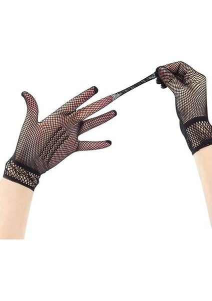 Siyah Renk Likralı File Eldiven Parmaklı Örgü Eldiven Yetişkin Boy modelleri