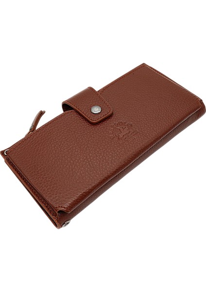 Hakiki Deri El ve Omuz Askılı El Bandlı ve Telefon Bölmeli Kadın Cüzdanı - Taba fiyatları