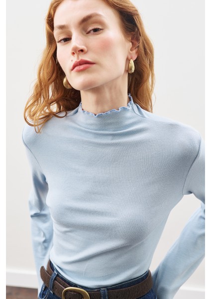 Balıkçı Yaka Bluz Mavi modelleri