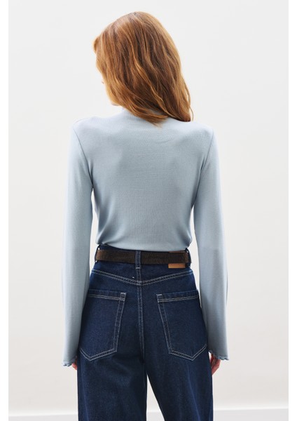 Balıkçı Yaka Bluz Mavi indirimleri