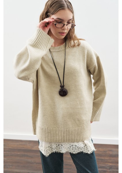 Dantel Şeritli Askılı Bluz Ekru indirimleri