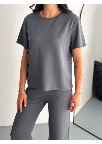 Kadın Modal Kumaş Bisiklet Yaka Tshirt Eşofman Takımı fiyatları