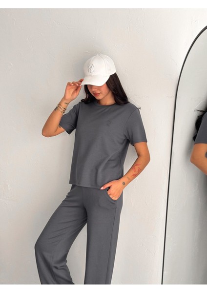 Kadın Modal Kumaş Bisiklet Yaka Tshirt Eşofman Takımı modelleri