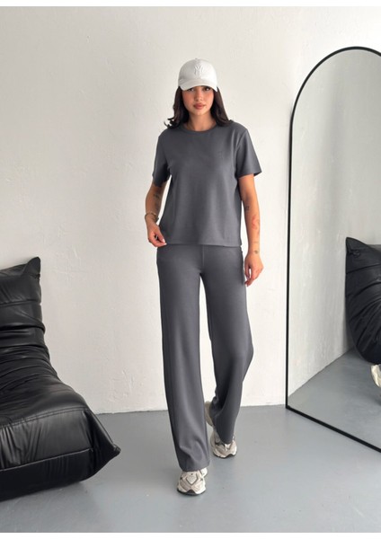 Kadın Modal Kumaş Bisiklet Yaka Tshirt Eşofman Takımı fırsatları