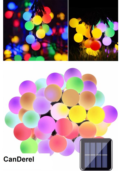 50 LED 7 Metre Solar Renkli LED Işık Güneş Enerjili Bahçe Teras Balkon Ağaç Lambası Aydınlatması 7mt