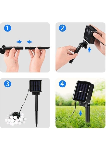 50 LED 7 Metre Solar Renkli LED Işık Güneş Enerjili Bahçe Teras Balkon Ağaç Lambası Aydınlatması 7mt