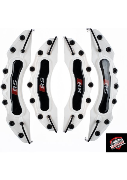 Beyaz Audi Rs 4'lü Kaliper Seti Yapıştırma Logolu