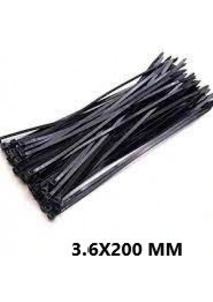 Plastik Çırt Kelepçe 100 Parça Siyah 3.6X200MM. (5324)