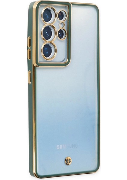 Samsung Galaxy S21 Ultra Kılıf Liva Lens Silikon - Yeşil (K95)
