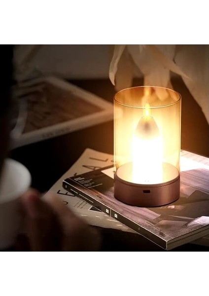 Dimmerli Alev Efektli Masa Lambası Dekoratif Mum indirimleri