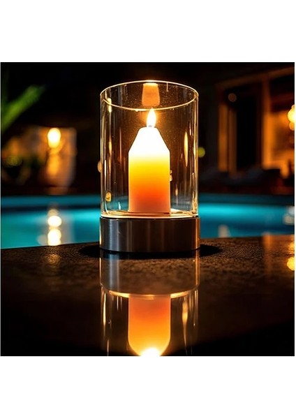 Dimmerli Alev Efektli Masa Lambası Dekoratif Mum