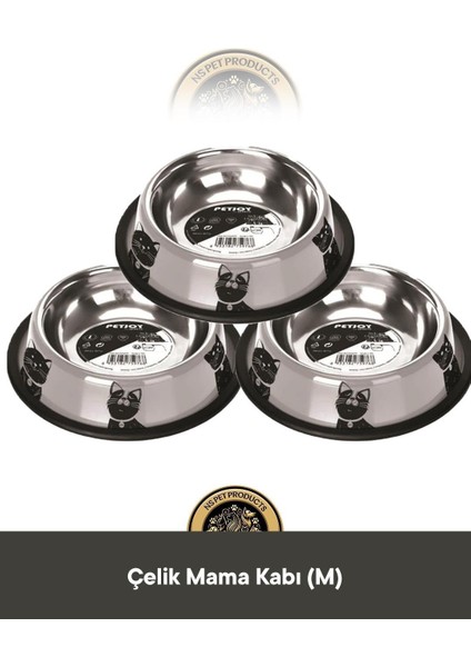 3'lü Çelik Mama Kabı (M)