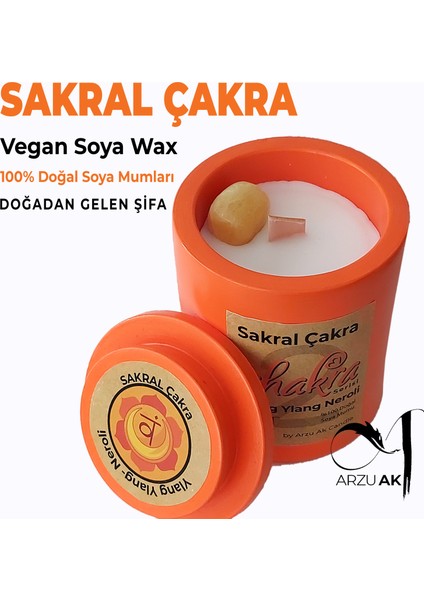 Meditasyon Serisi Sakral Çakra Dengeleyici Doğal Soya Mumu - Doğal Taş Ilaveli Enerji Mumu