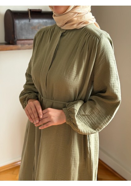 Tam Boy Düğmeli Müslin Ferace 5102 fiyatları