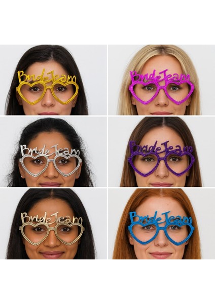 Kalpli Bride Team Gözlük Seti 6 Renk - Kına &amp;amp; Düğün Partileri Için (5067) fiyatları