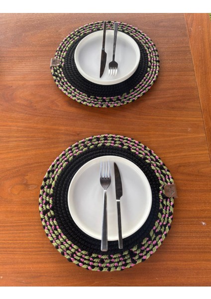 Tekstil Siyah Desenli Yuvarlak 2’li Supla Seti – Şık Masa Sunumları Için fiyatları