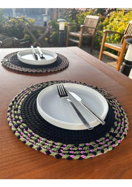 Tekstil Siyah Desenli Yuvarlak 2’li Supla Seti – Şık Masa Sunumları Için fırsatları