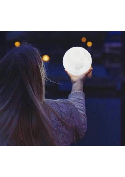 3D Ay Gece Lambası Dekoratif Küre LED Başucu Lambası