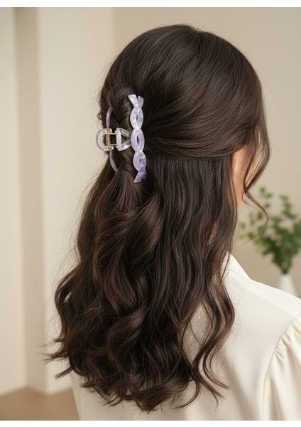 Kadın Spiral Şekilli Soft Eflatun Akrilik Mandal Toka