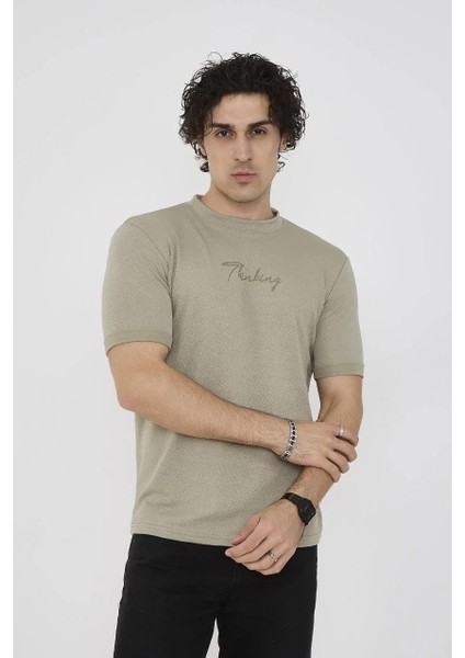 Unisex Bisiklet Yaka Slim Fit T-Shirt- Açık Yeşil modelleri