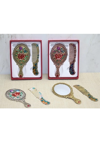Buğz Gül Tasarimi Ayna ve Tarak Seti Küçük Boy ALK4986