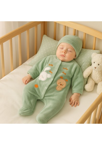 Play Tıme Nakışlı Kadife Bebe Tulum