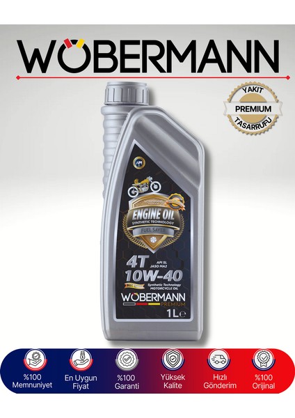 4t 10W-40 Motosiklet Motor Yağı 1 Litre – Sentetik Teknoloji, Üstün Koruma ve Performans