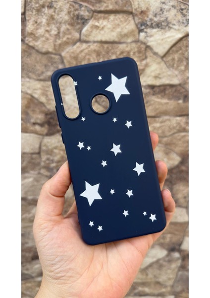 Huawei P30 Lite Uyumlu Mini Yıldız Desenli Silikon Darbe Emici Klasik Korumalı Rubber Kılıf