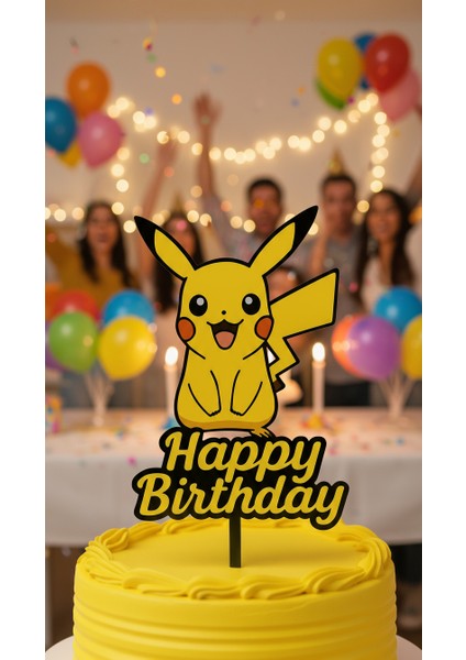 Pikaçu Temalı Doğum Günü Pasta Topper – Sarı Dekoratif Pasta Süsü fiyatları