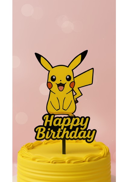 Pikaçu Temalı Doğum Günü Pasta Topper – Sarı Dekoratif Pasta Süsü modelleri
