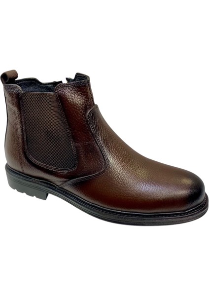 Erkek Fermuarlı Chelsea Bot Baskılı Deri Kahve Kauçuk TABAN-756-KAHVE fırsatları