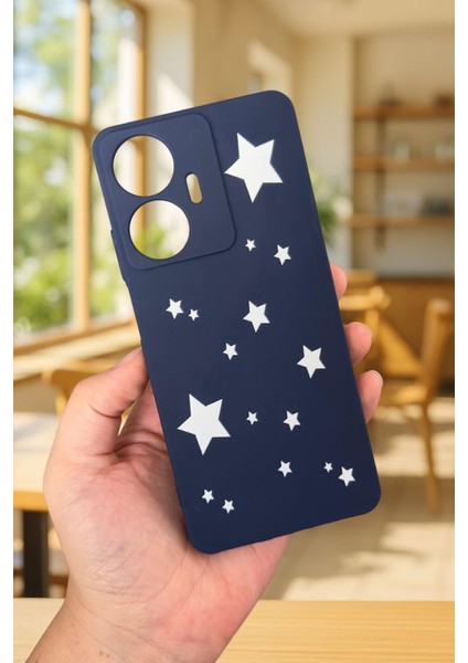Realme C55 Uyumlu Mini Yıldız Desenli Silikon Darbe Emici Klasik Korumalı Rubber Kılıf