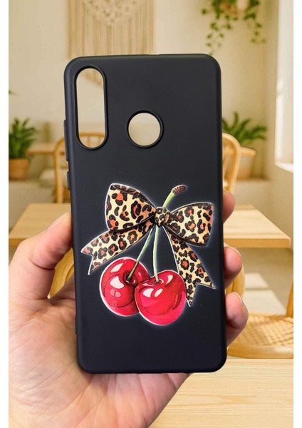 Huawei P20 Lite Uyumlu Kiraz Leopar Fiyonk Desenli Silikon Darbe Emici Klasik Rubber Kılıf fiyatları