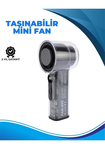 Taşınabilir El Fanı 100 Seviyeli Rüzgar Hızı Ayarı Sessiz Çalışma - Dijital Ekranlı