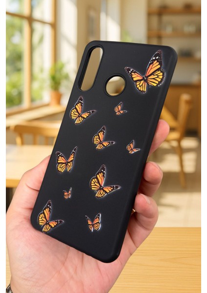 Huawei P20 Lite Uyumlu Turuncu Kelebek Desenli Silikon Darbe Emici Klasik Korumalı Rubber Kılıf fırsatları