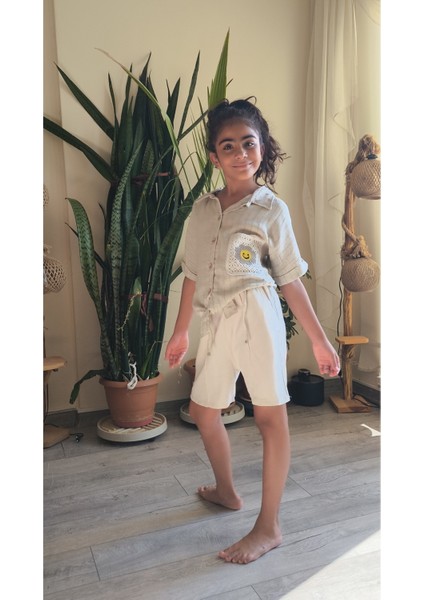 Kız Çocuk Keten Şort Bej indirimleri