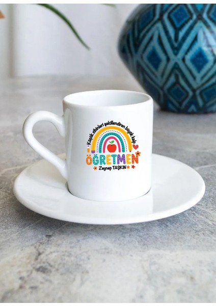 24 Kasım Öğretmenler Gününe Özel Kişileştirilebilir Porselen Türk Kahvesi Fincanı Harika Hediye Fikri