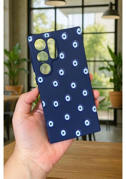 Samsung Galaxy S24 Ultra- Nazar Boncuk Desenli Silikon Darbe Emici Klasik Korumalı Rubber Kılıf